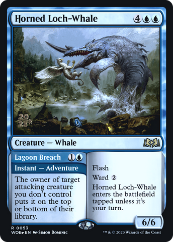 {@R} Horned Loch-Whale // Lagoon Breach [Wilds of Eldraine Prerelease Promos][PR WOE 053]