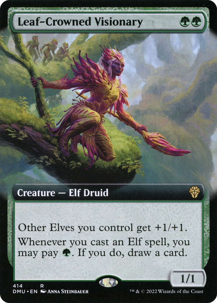 {R} Leaf-Crowned Visionary (Extended Art) [Dominaria United][DMU 414]