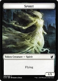 {T} Spirit // Human Double-sided Token [Commander 2019 Tokens][TC19 005]