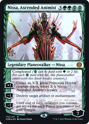 {R} Nissa, Ascended Animist [Phyrexia: All Will Be One Prerelease Promos][PR ONE 175]