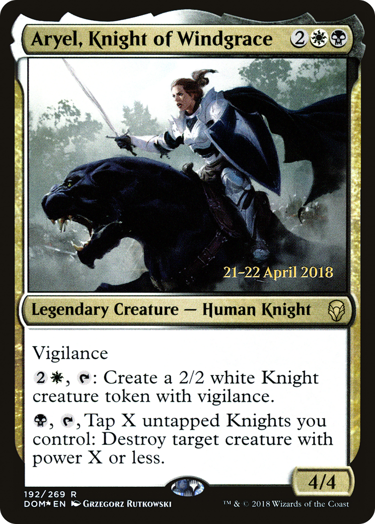 {R} Aryel, Knight of Windgrace [Dominaria Prerelease Promos][PR DOM 192]