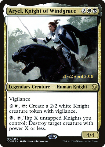 {R} Aryel, Knight of Windgrace [Dominaria Prerelease Promos][PR DOM 192]