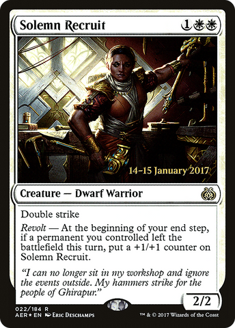 {R} Solemn Recruit [Aether Revolt Prerelease Promos][PR AER 022]