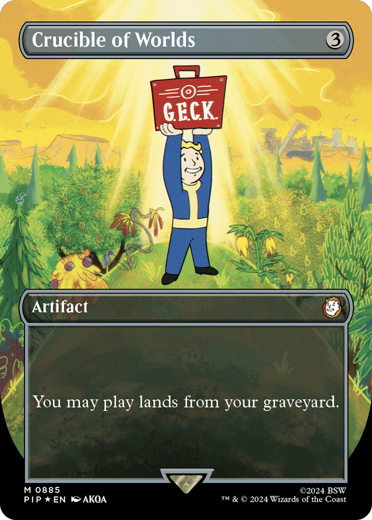{R} Crucible of Worlds (Borderless) (Surge Foil) [Fallout][PIP 885]
