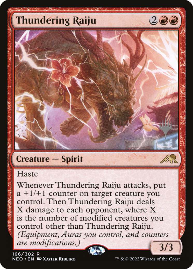 {R} Thundering Raiju (Promo Pack) [Kamigawa: Neon Dynasty Promos][PP NEO 166]