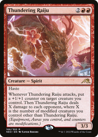 {R} Thundering Raiju (Promo Pack) [Kamigawa: Neon Dynasty Promos][PP NEO 166]