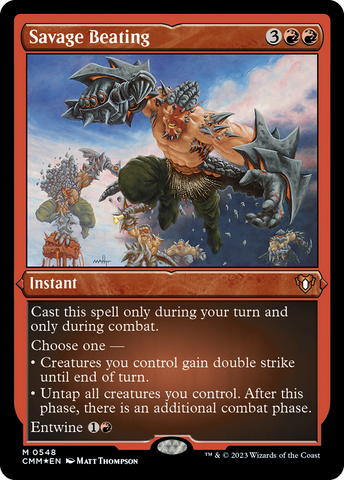{R} Savage Beating (Foil Etched) [Commander Masters][CMM 548]