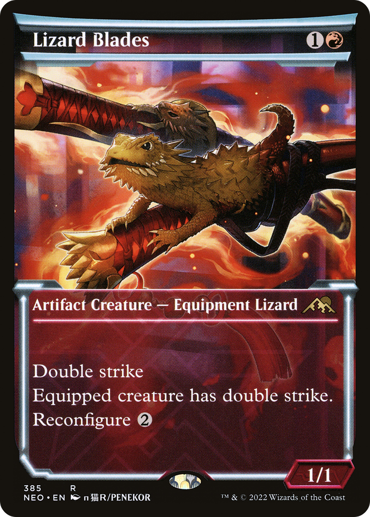 {R} Lizard Blades (Showcase Soft Glow) [Kamigawa: Neon Dynasty][NEO 385]