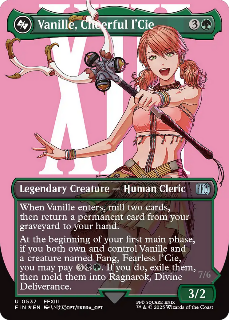 {@C} Vanille, Cheerful l'Cie // Ragnarok, Divine Deliverance (Borderless) (Surge Foil) [FINAL FANTASY][FIN 537]