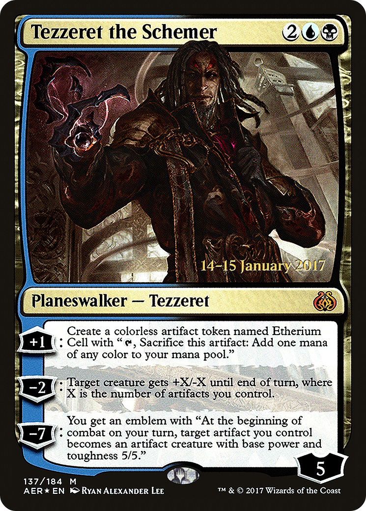 {R} Tezzeret the Schemer [Aether Revolt Prerelease Promos][PR AER 137]