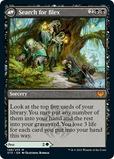 {R} Blex, Vexing Pest // Search for Blex [Strixhaven: School of Mages Prerelease Promos][PR STX 148]