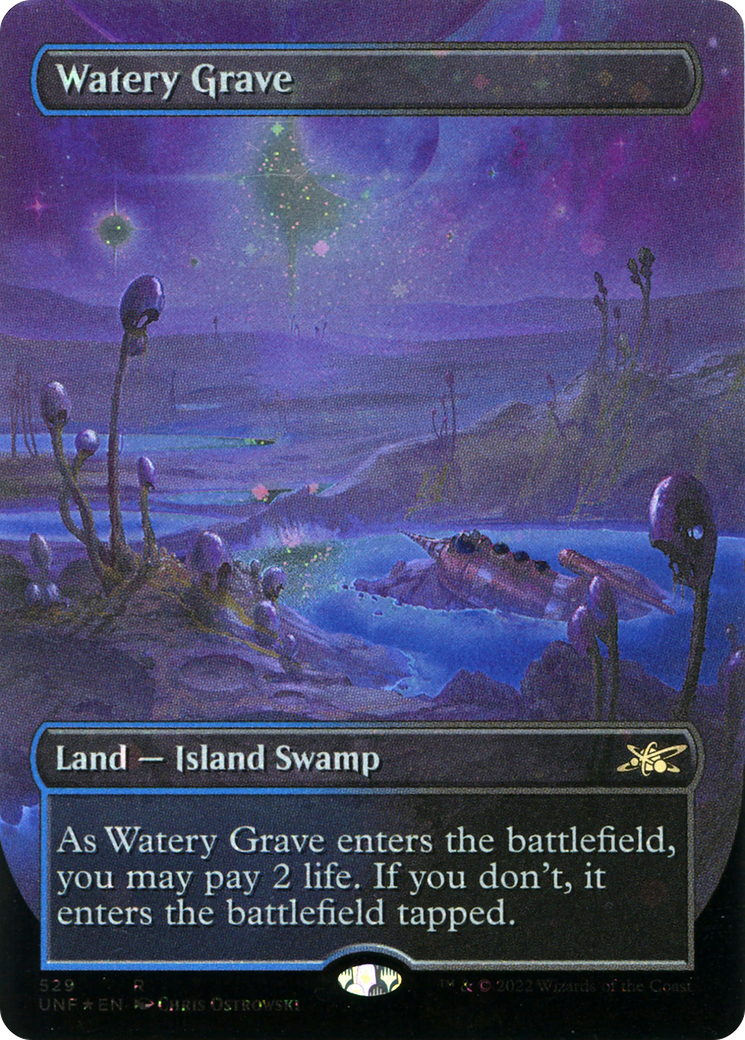 {R} Watery Grave (Borderless) (Galaxy Foil) [Unfinity][UNF 278]