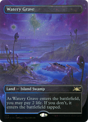 {R} Watery Grave (Borderless) (Galaxy Foil) [Unfinity][UNF 278]
