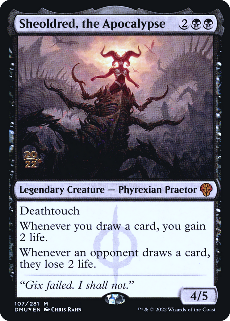 {R} Sheoldred, the Apocalypse [Dominaria United Prerelease Promos][PR DMU 107]