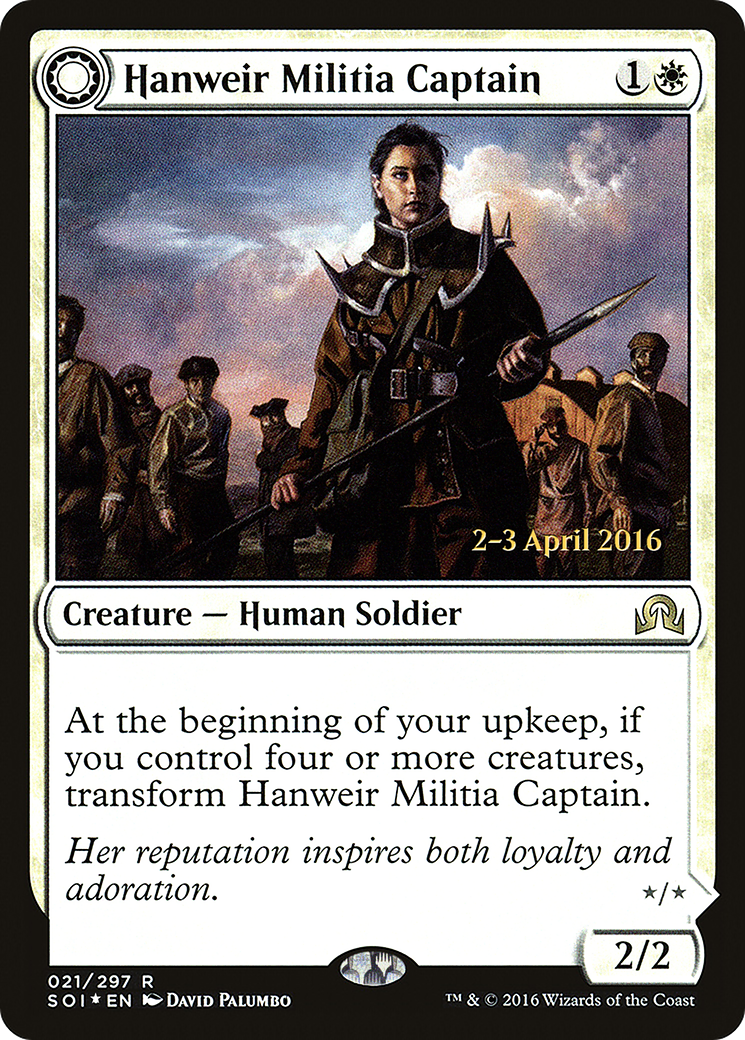 {R} Hanweir Militia Captain // Westvale Cult Leader [Shadows over Innistrad Prerelease Promos][PR SOI 021]