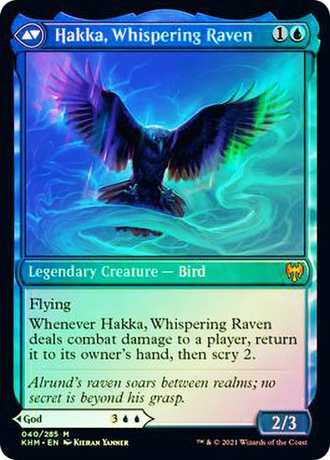 {R} Alrund, God of the Cosmos // Hakka, Whispering Raven [Kaldheim Prerelease Promos][PR KHM 040]