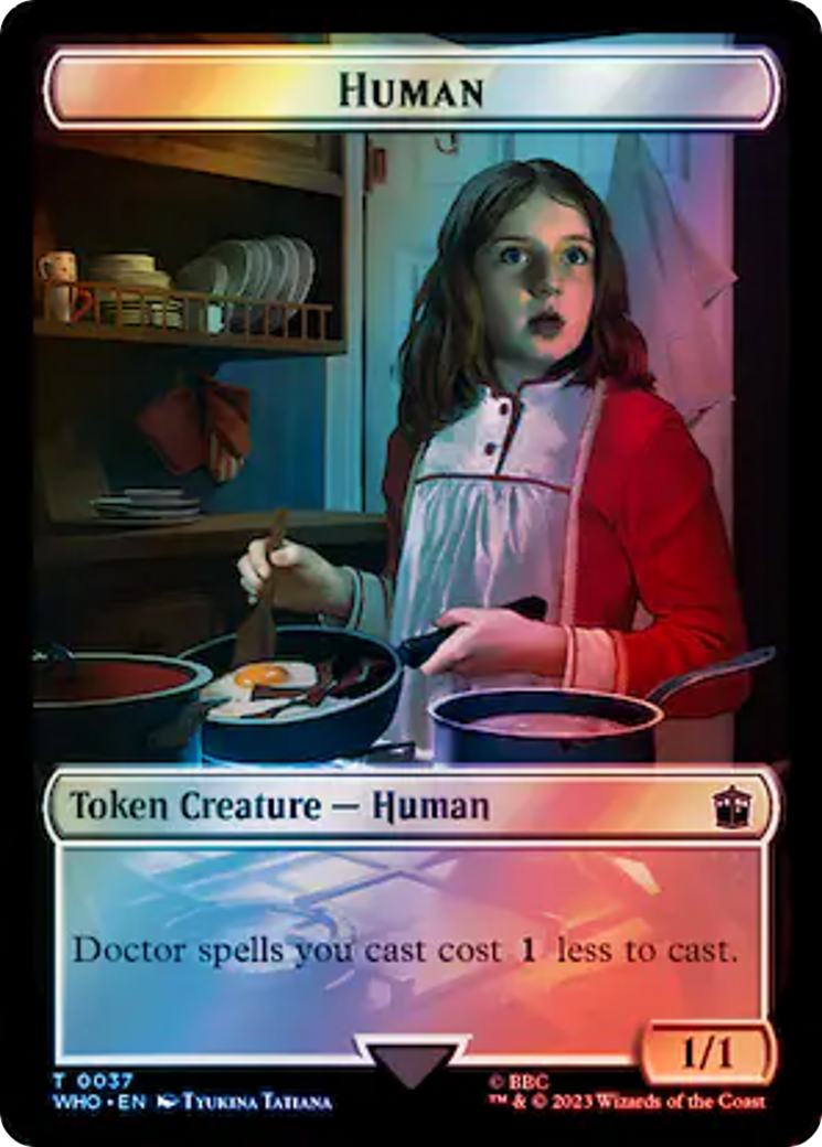 {T} Human (0037) // Food (0057) Double-Sided Token (Surge Foil) [Doctor Who Tokens][TWHO 37//57]