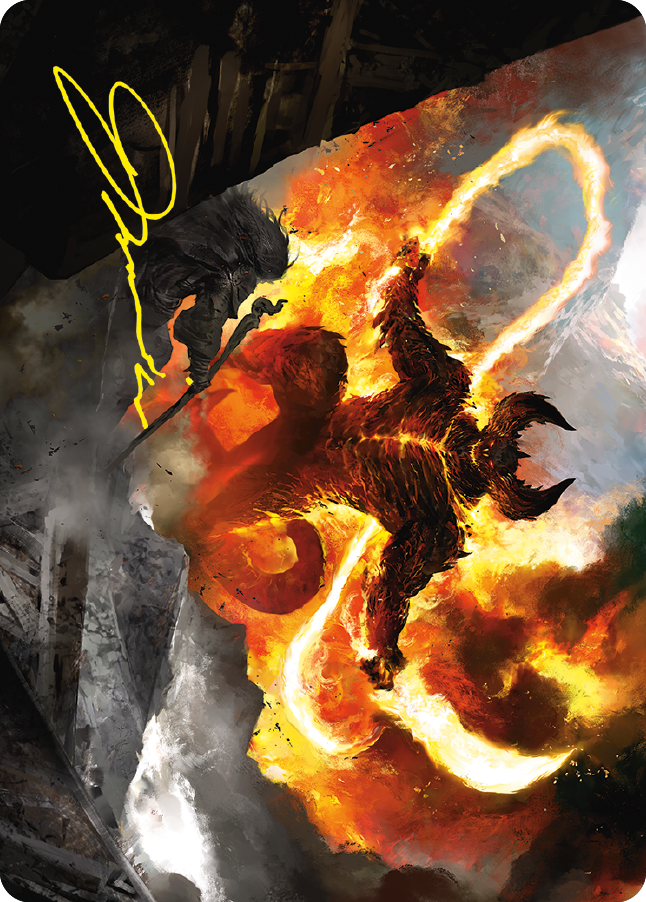 {A} The Balrog, Flame of Udun Art Card (Gold-Stamped Signature) [The Lord of the Rings: Tales of Middle-earth Art Series][GS ALTR 036]