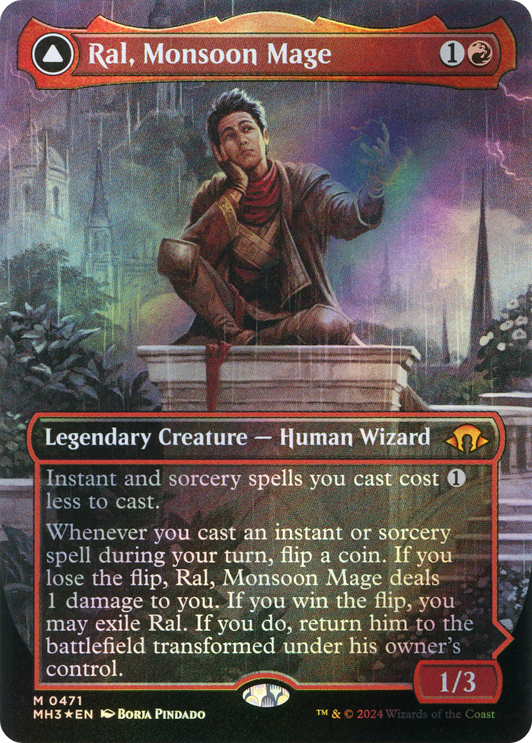 {R} Ral, Monsoon Mage // Ral, Leyline Prodigy (Borderless) (Textured Foil) [Modern Horizons 3][MH3 471]