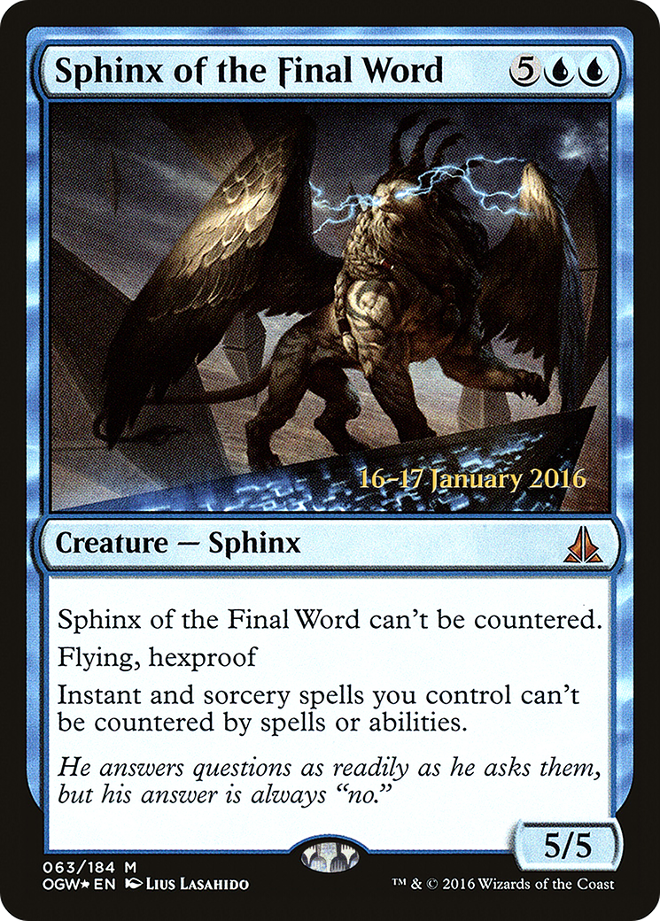 {R} Sphinx of the Final Word [Oath of the Gatewatch Prerelease Promos][PR OGW 063]