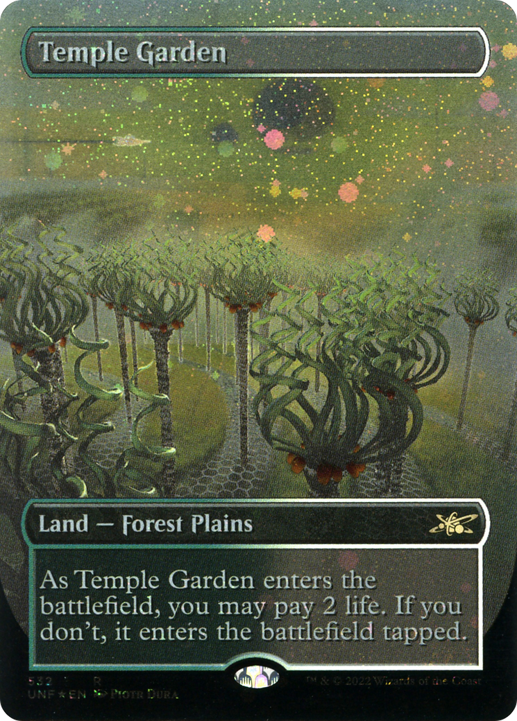 {R} Temple Garden (Borderless) (Galaxy Foil) [Unfinity][UNF 281]