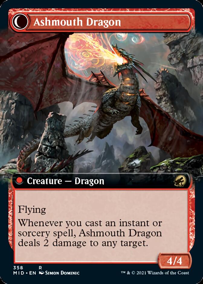 {R} Smoldering Egg // Ashmouth Dragon (Extended Art) [Innistrad: Midnight Hunt][MID 358]