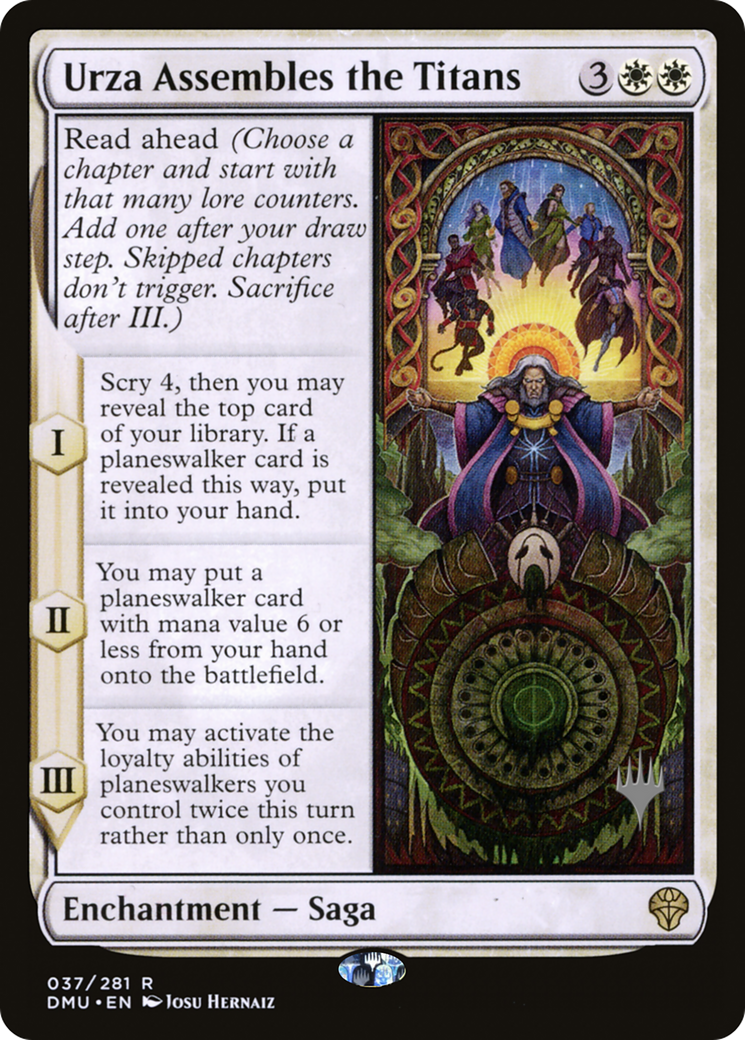 {R} Urza Assembles the Titans (Promo Pack) [Dominaria United Promos][PP DMU 037]