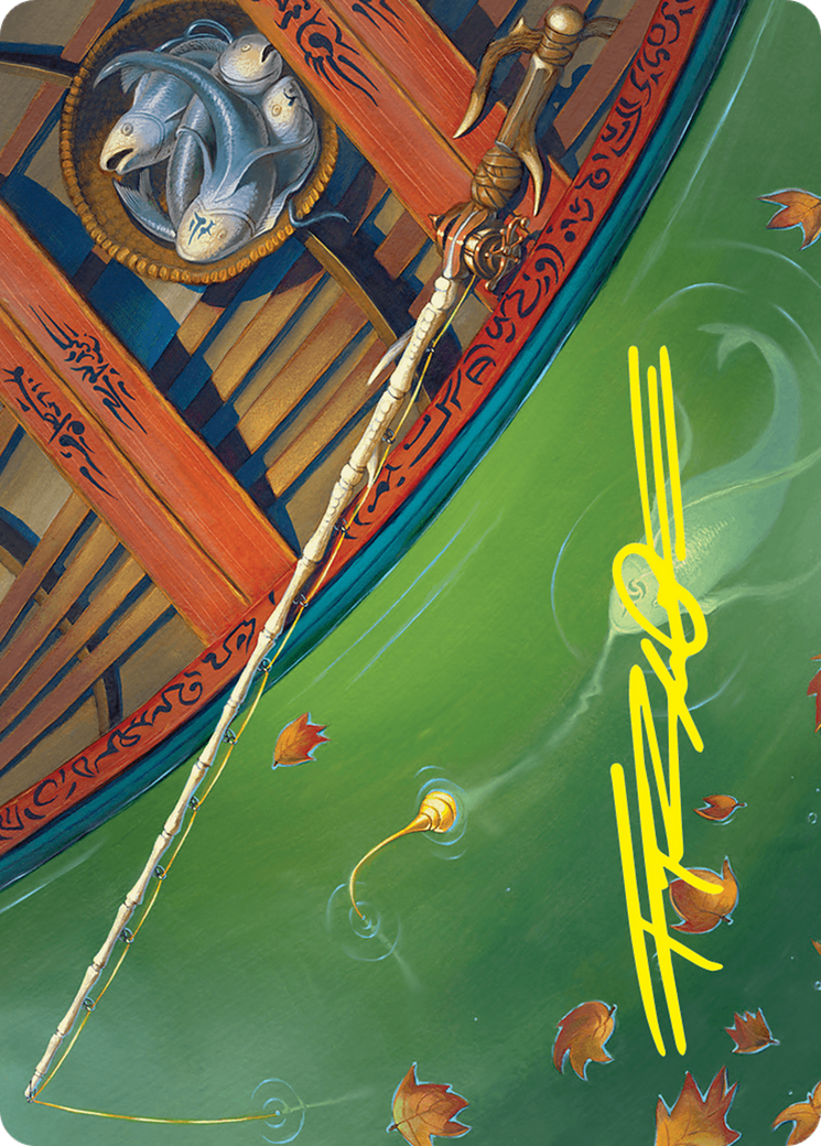 {A} Fishing Pole Art Card (18/54) (Gold-Stamped Signature) [Foundations Art Series][GS AFDN 018]