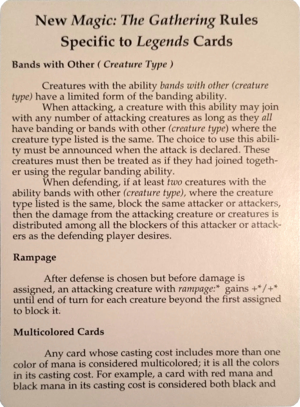 {T} Legends Rules Card [Legends Tokens][TLEG NULL]