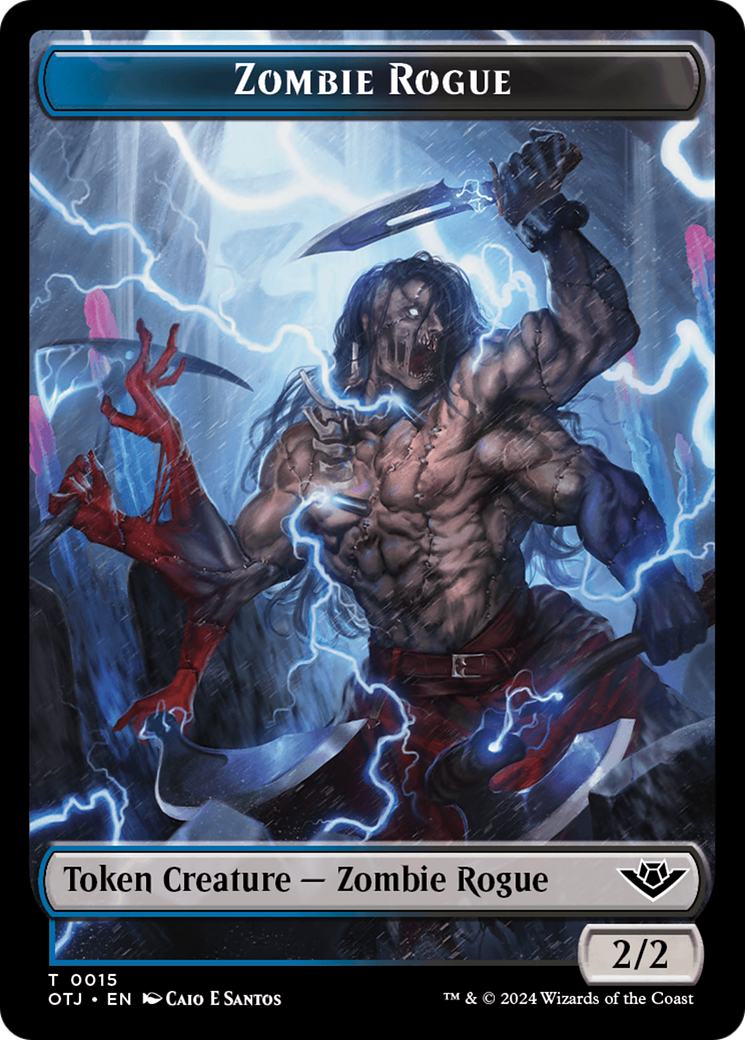 {T} Treasure // Zombie Rogue Double-Sided Token [Outlaws of Thunder Junction Tokens][TOTJ 18//15]