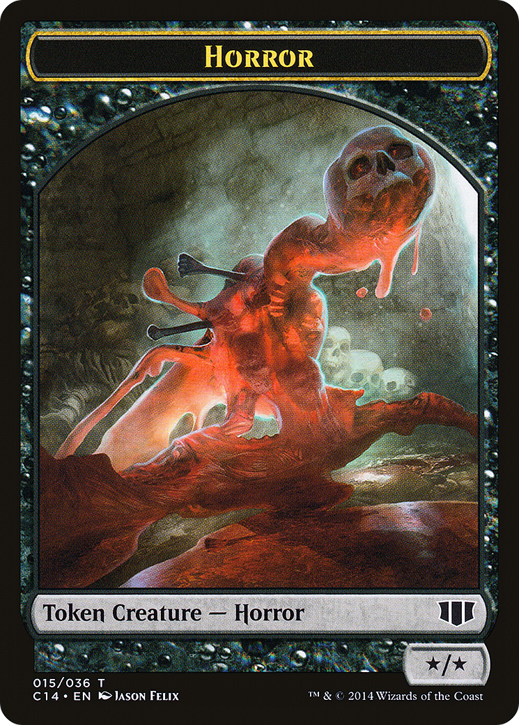 {T} Horror // Zombie (016/036) Double-sided Token [Commander 2014 Tokens][TC14 015]