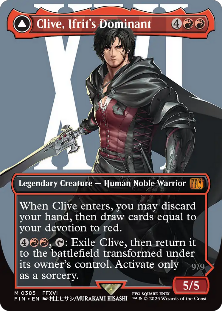 {@R} Clive, Ifrit's Dominant // Ifrit, Warden of Inferno (Borderless) (0385) [FINAL FANTASY][FIN 385]