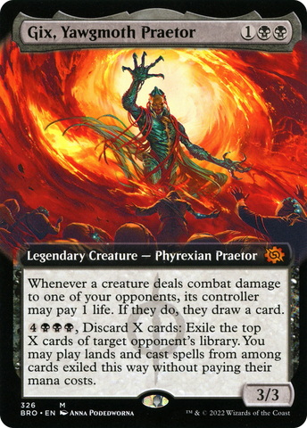 {R} Gix, Yawgmoth Praetor (Extended Art) [The Brothers' War][BRO 326]
