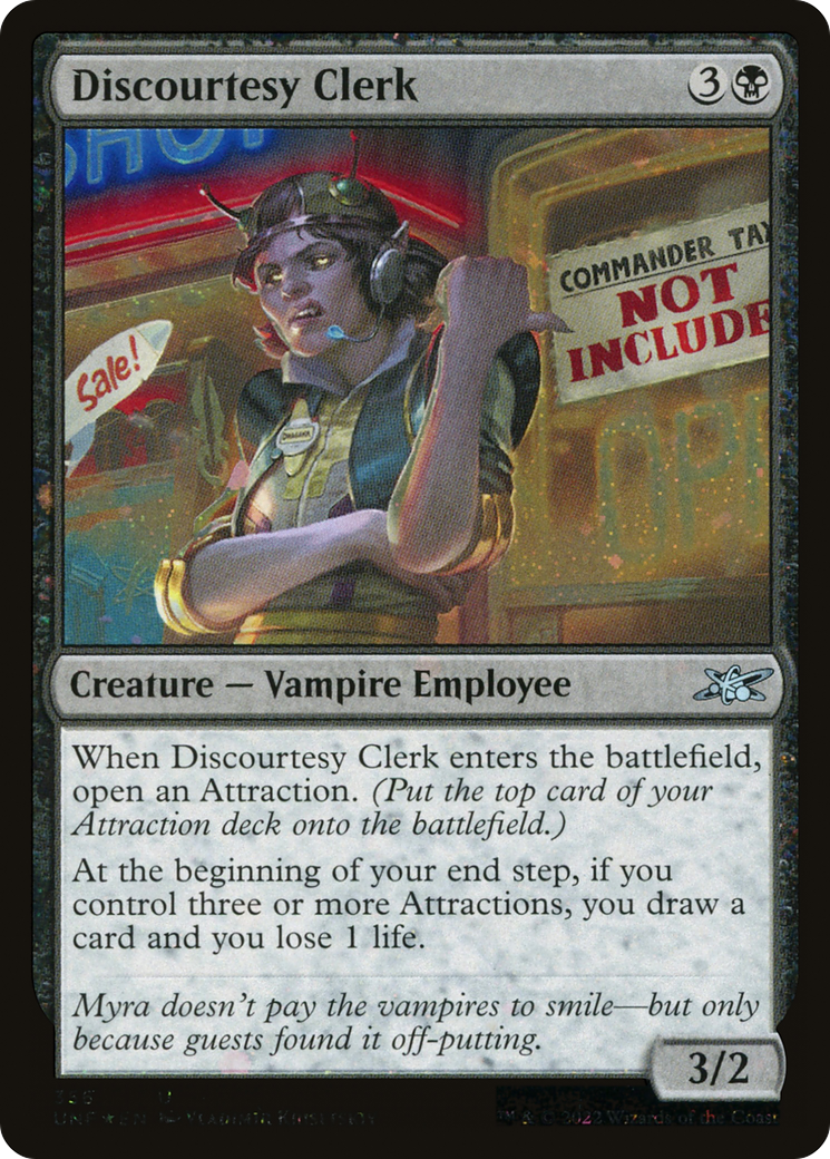 {C} Discourtesy Clerk (Galaxy Foil) [Unfinity][UNF 356]