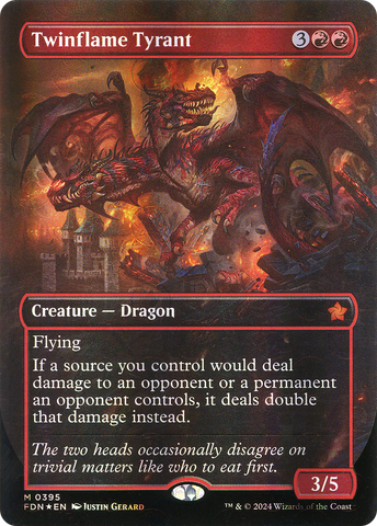 {@R} Twinflame Tyrant (Borderless) (Mana Foil) [Foundations][FDN 395]