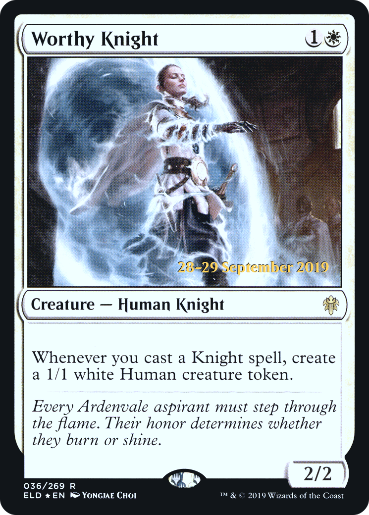 {R} Worthy Knight [Throne of Eldraine Prerelease Promos][PR ELD 036]