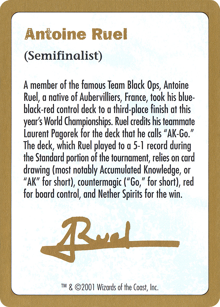 {C} Antoine Ruel Bio [World Championship Decks 2001][GB WC01 AR0A]
