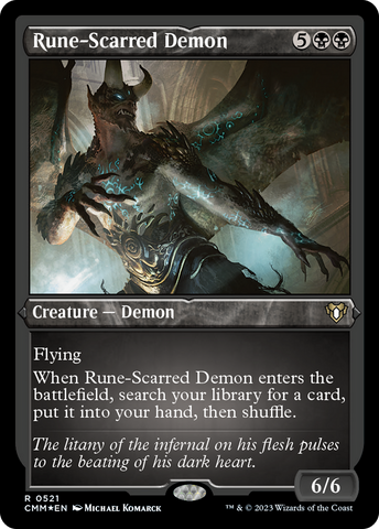 {R} Rune-Scarred Demon (Foil Etched) [Commander Masters][CMM 521]