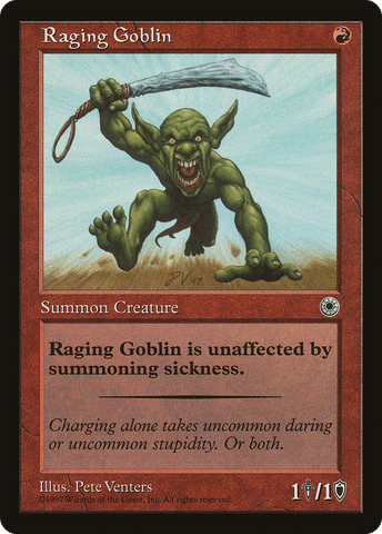 {C} Raging Goblin (With Flavor Text) [Portal][POR 145]