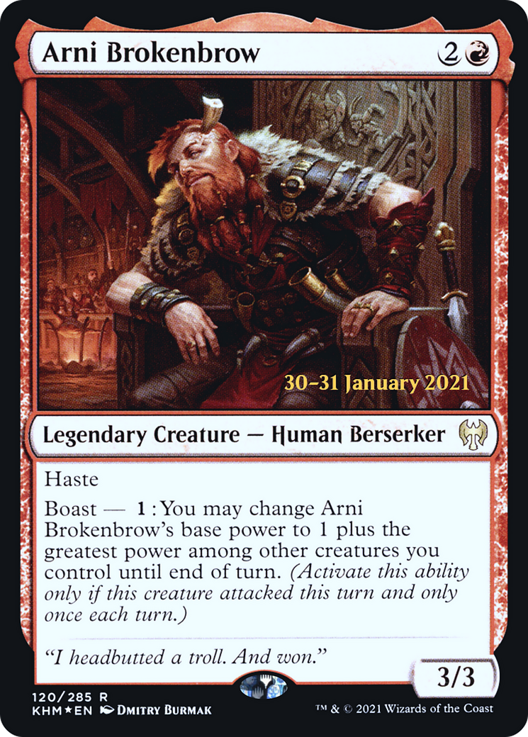 {R} Arni Brokenbrow [Kaldheim Prerelease Promos][PR KHM 120]