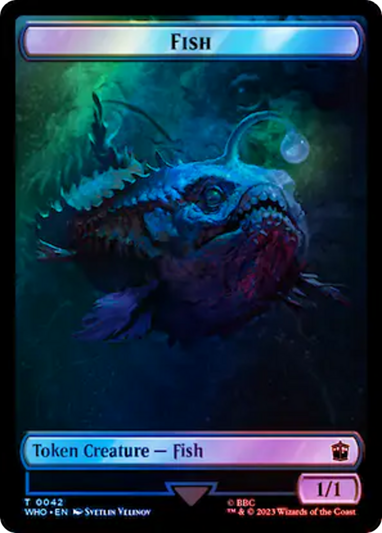 {T} Fish // Cyberman Double-Sided Token (Surge Foil) [Doctor Who Tokens][TWHO 42//56]