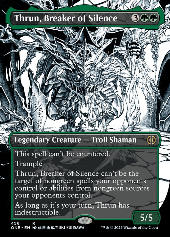 {@R} Thrun, Breaker of Silence (Borderless Manga Step-and-Compleat Foil) [Phyrexia: All Will Be One][ONE 456]