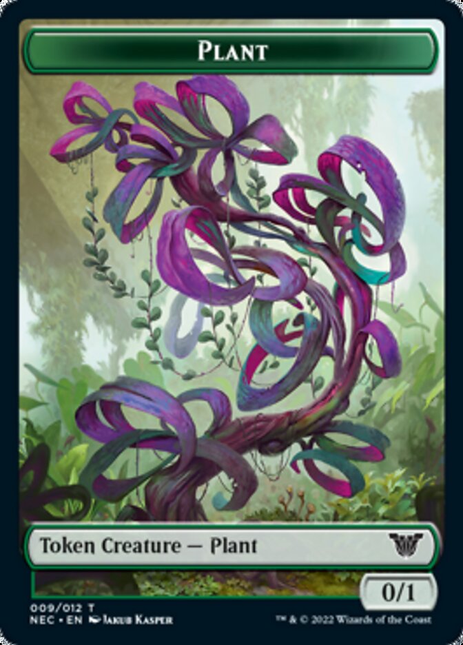 {T} Plant // Treasure Double-sided Token [Kamigawa: Neon Dynasty Commander Tokens][TNEC 009]
