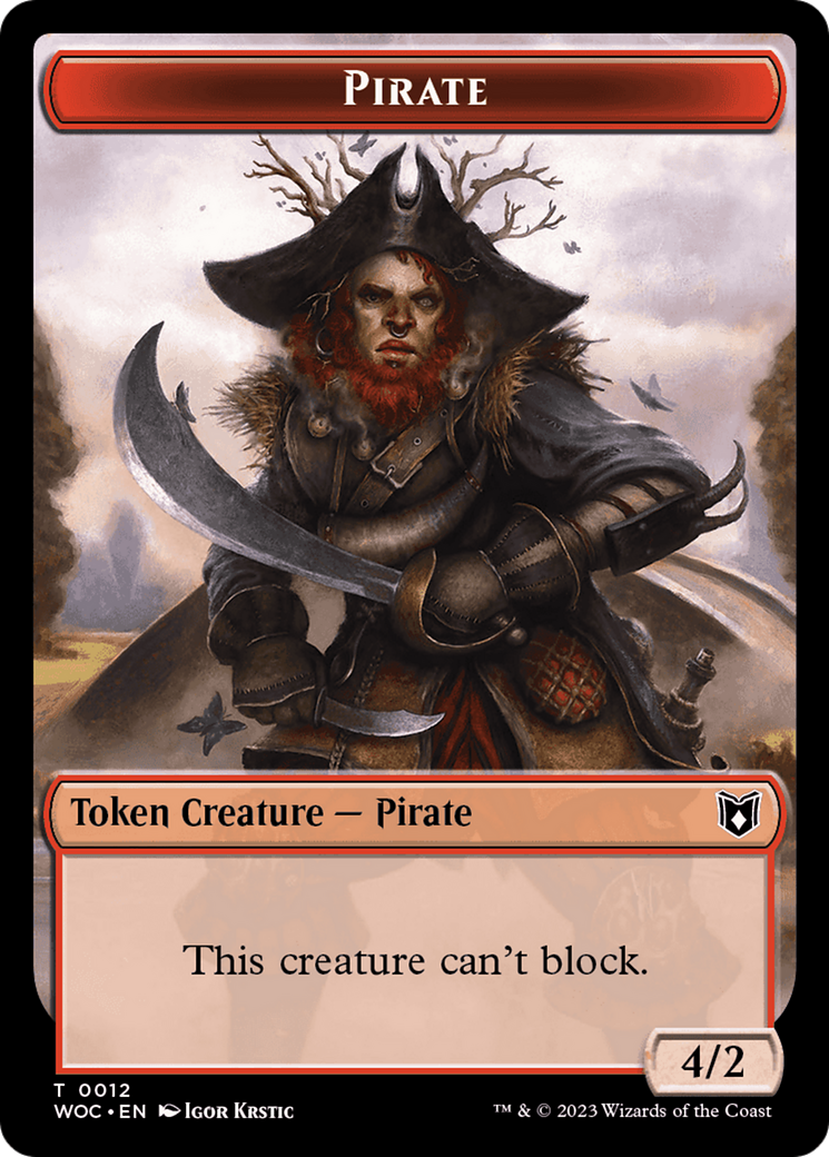 {T} Pirate // Human Soldier Double-Sided Token [Wilds of Eldraine Commander Tokens][TWOC 12//7]