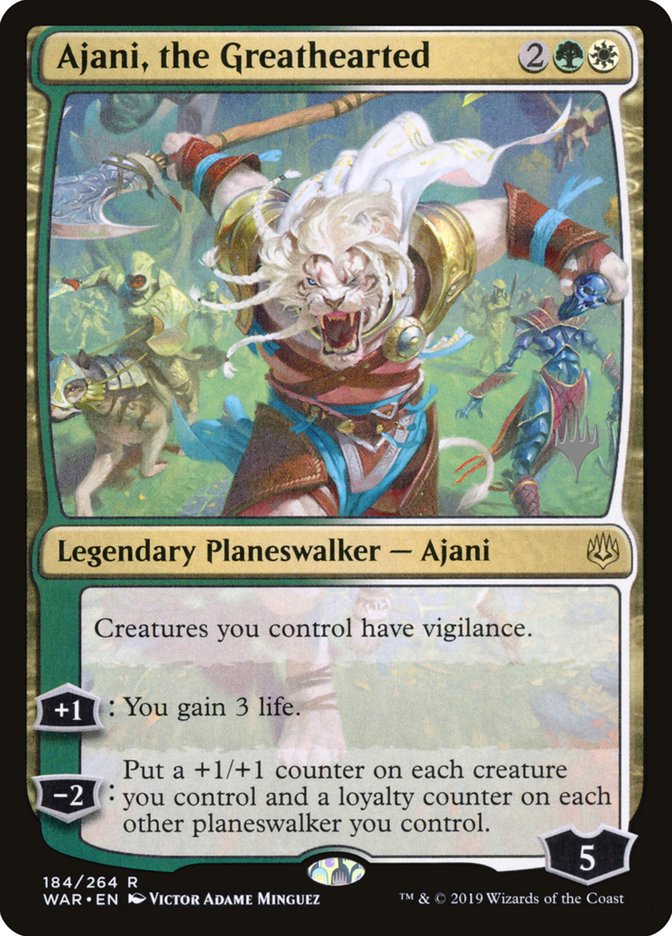 {R} Ajani, the Greathearted (Promo Pack) [War of the Spark Promos][PP WAR 184]
