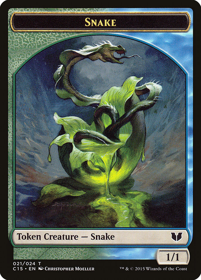 {T} Snake (021) // Saproling Double-Sided Token [Commander 2015 Tokens][TC15 021]
