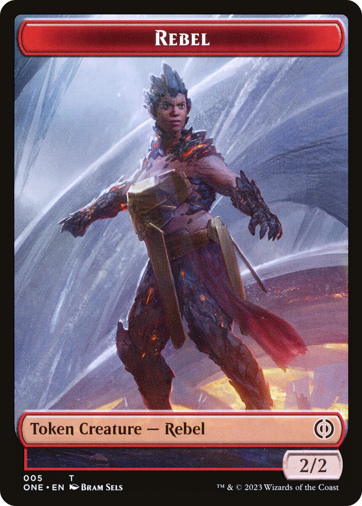 {T} Rebel // Phyrexian Germ Double-Sided Token [Phyrexia: All Will Be One Commander Tokens][TONC 5//23]