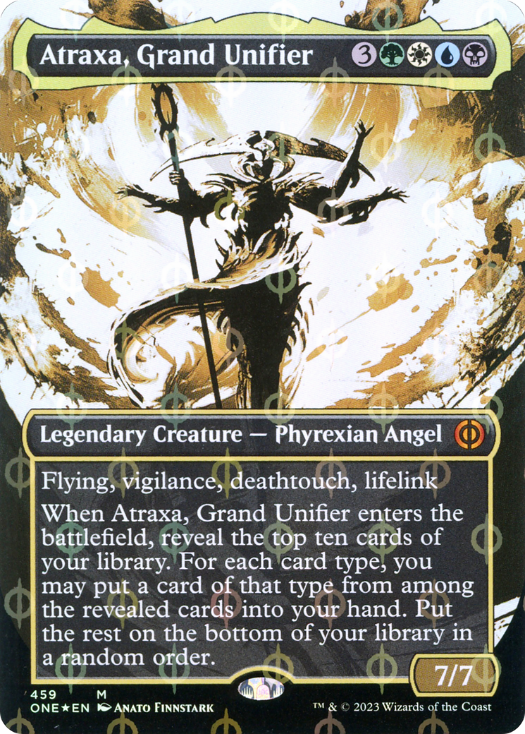 {@R} Atraxa, Grand Unifier (Borderless Ichor Step-and-Compleat Foil) [Phyrexia: All Will Be One][ONE 459]