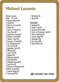 {R} 1996 Michael Loconto Decklist Card [World Championship Decks][GB PTC NULL]