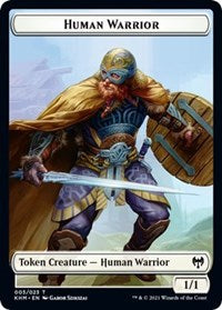 {T} Human Warrior // Dragon Double-sided Token [Kaldheim Tokens][TKHM 003]